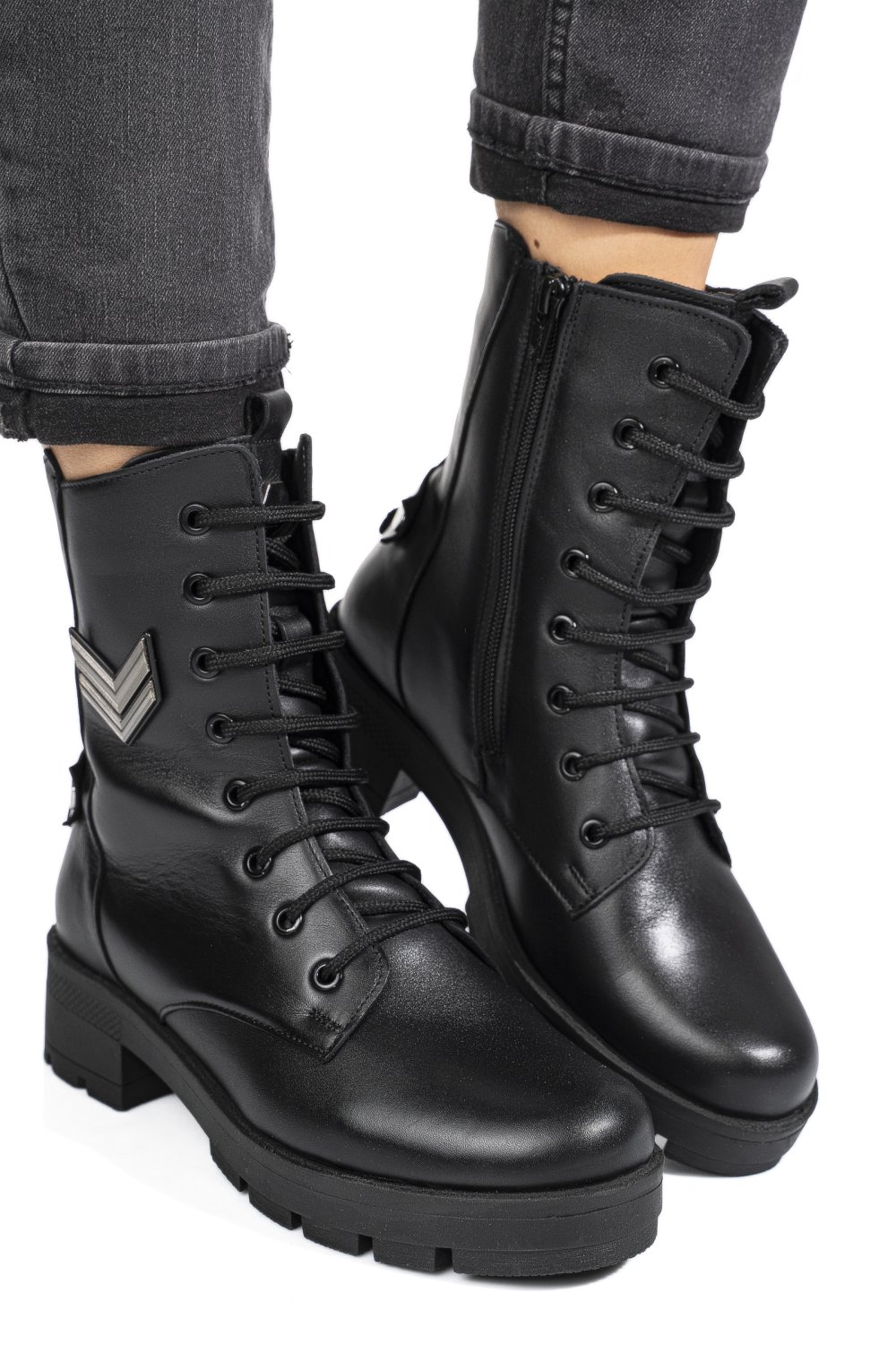 GHETE NEGRE PIELE NATURALA 9S7754