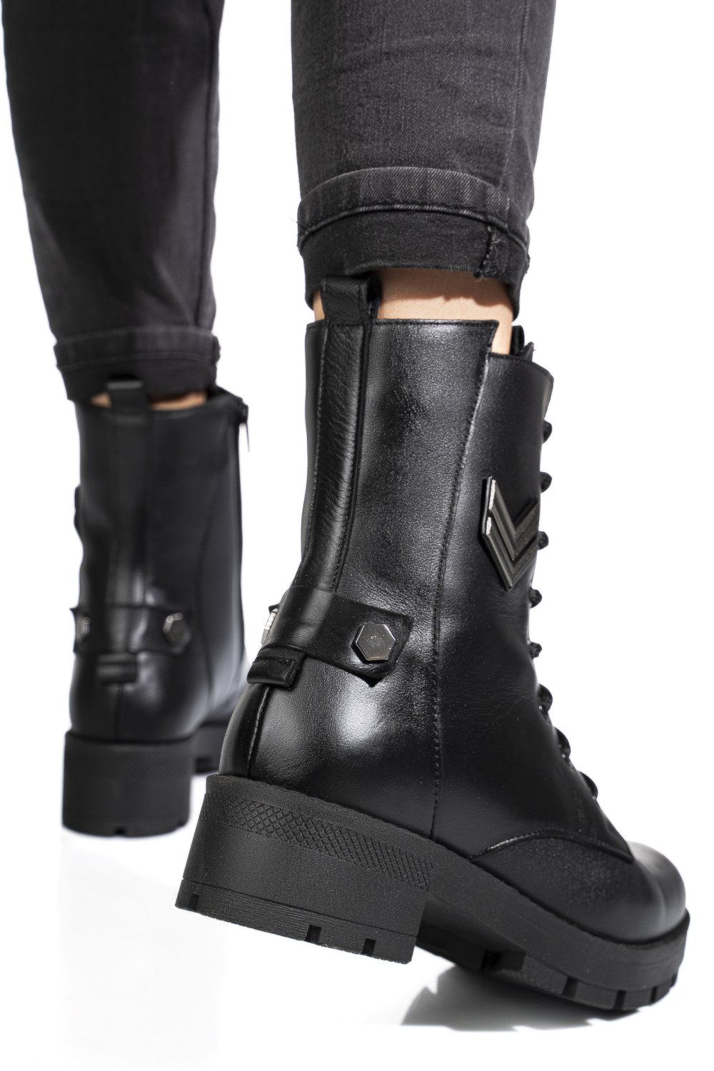 GHETE NEGRE PIELE NATURALA 9S7754