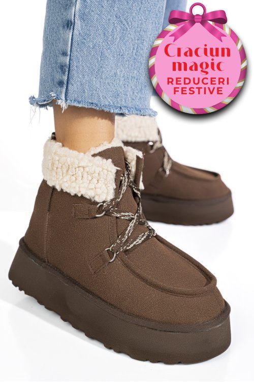 Ghete maro inchis piele naturala intoarsa us77kb002
