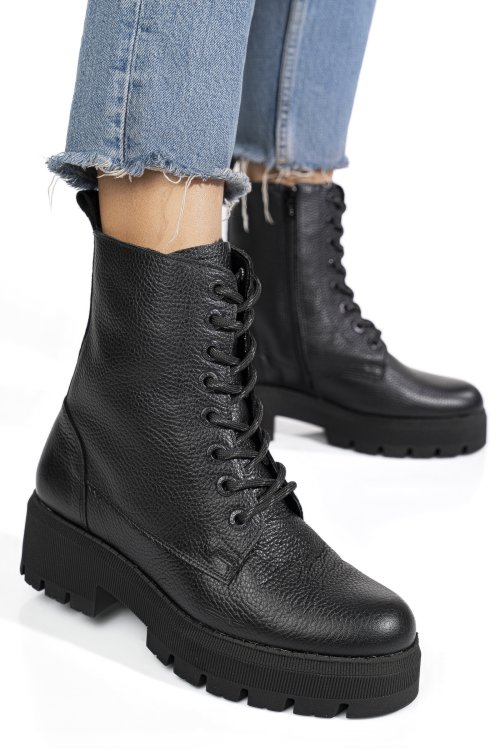 Ghete dama de iarna piele naturala negre 1s7731-a