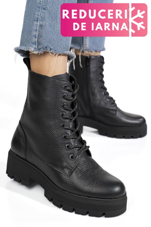 Ghete dama de iarna piele naturala negre 1s7731-a
