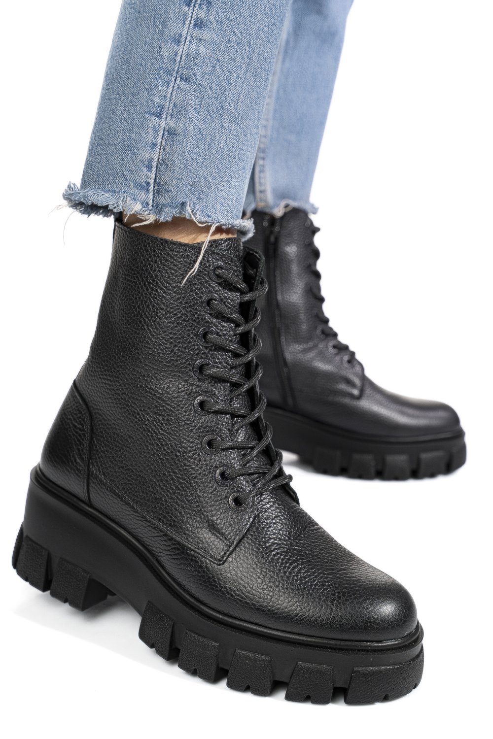 GHETE NEGRE PIELE NATURALA 9S7708