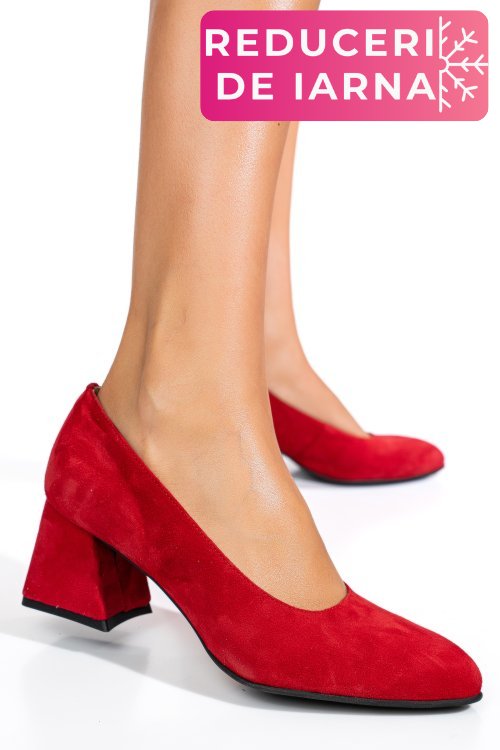 Pantofi rosii piele naturala intoarsa 5s77006