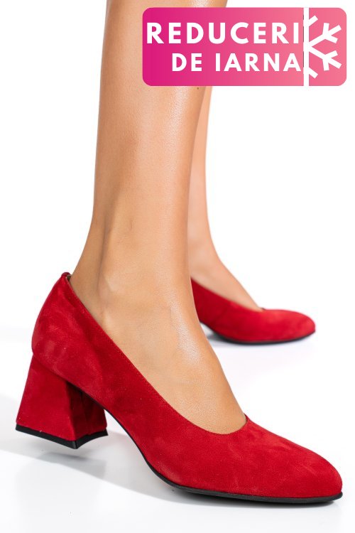 Pantofi rosii piele naturala intoarsa 5s77006