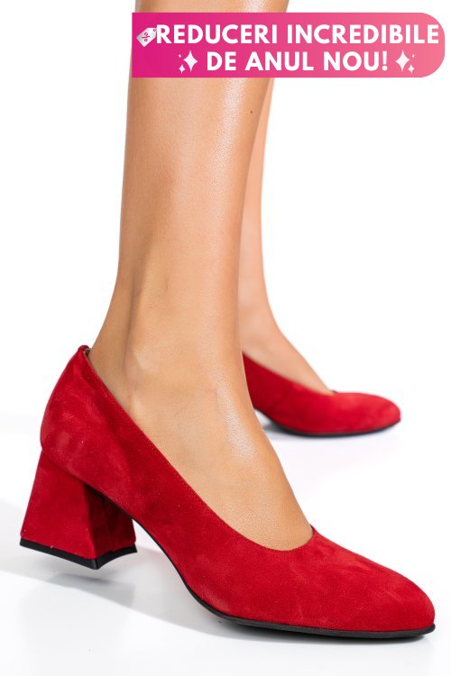 Pantofi rosii piele naturala intoarsa 5s77006