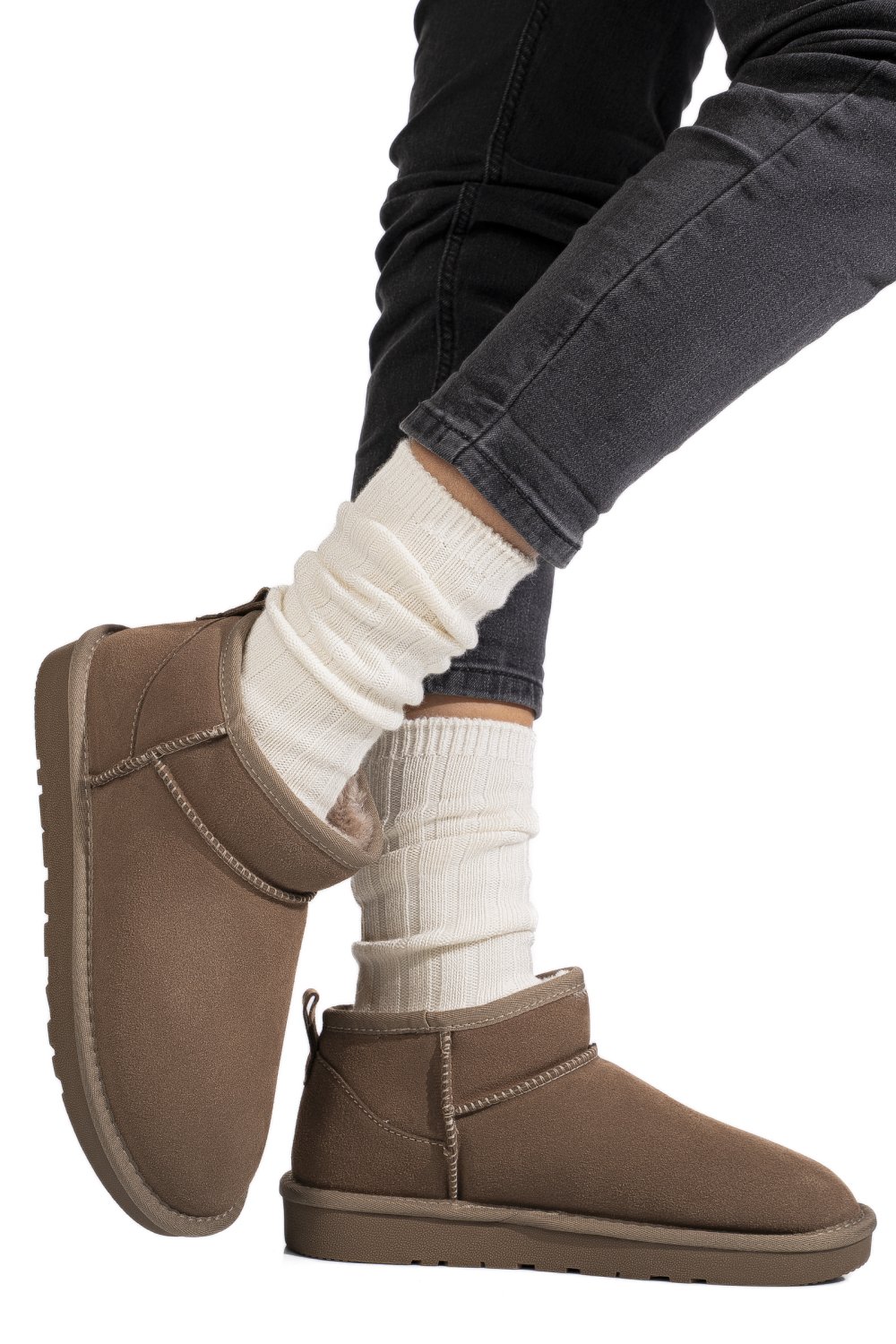 GHETE DAMA IMBLANITE PIELE NATURALA INTOARSA TAUPE 1S771200