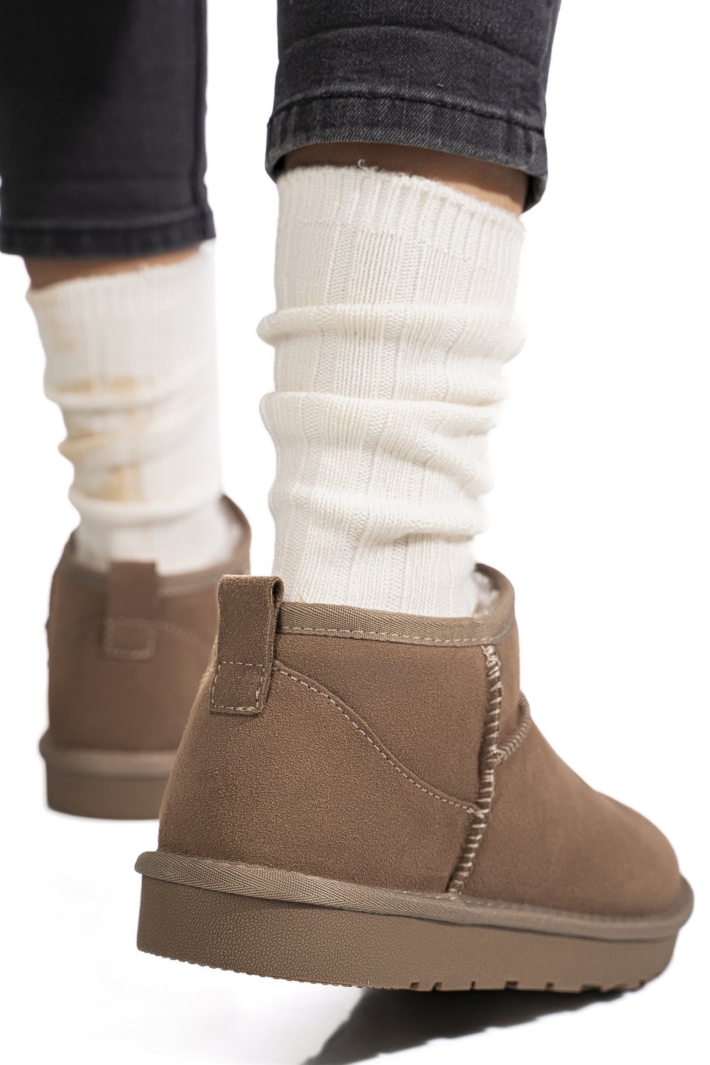 GHETE DAMA IMBLANITE PIELE NATURALA INTOARSA TAUPE 1S771200