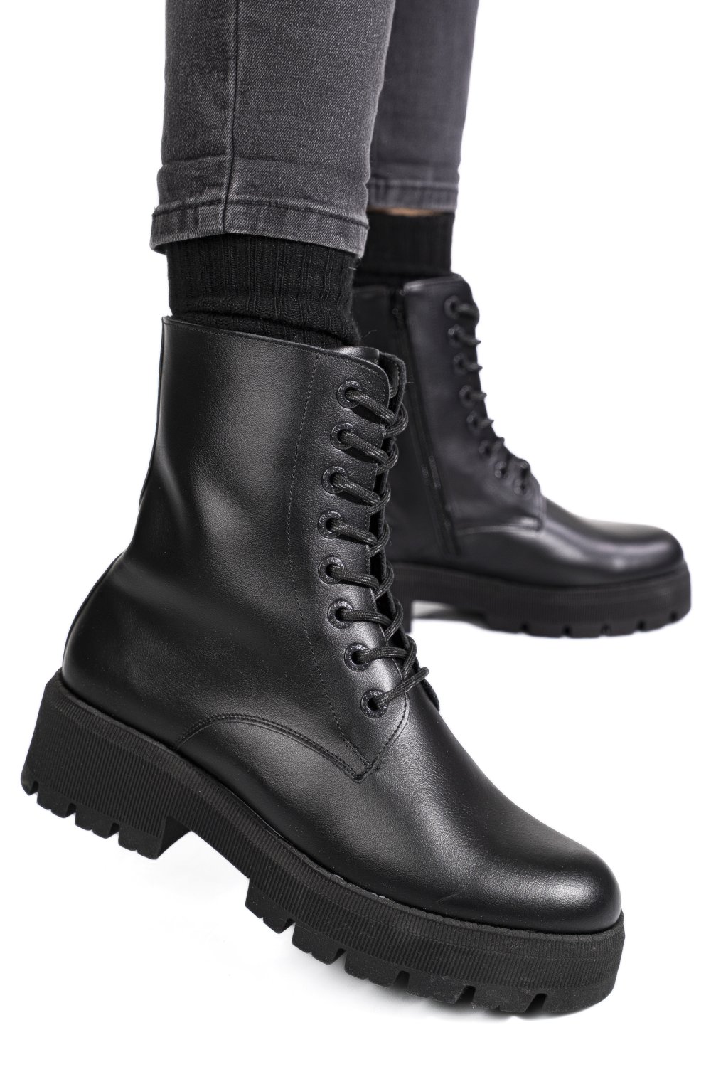 GHETE NEGRE PIELE NATURALA 1S7731-A