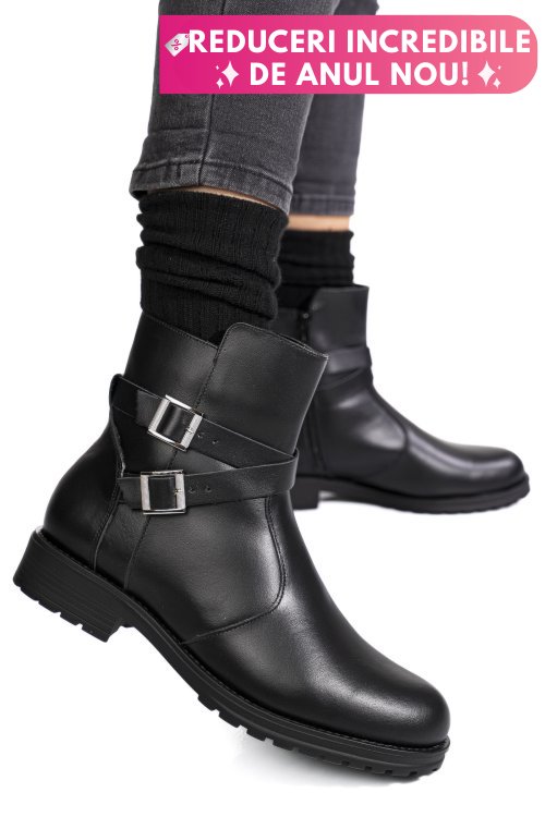 Ghete negre piele naturala 1s7755-a