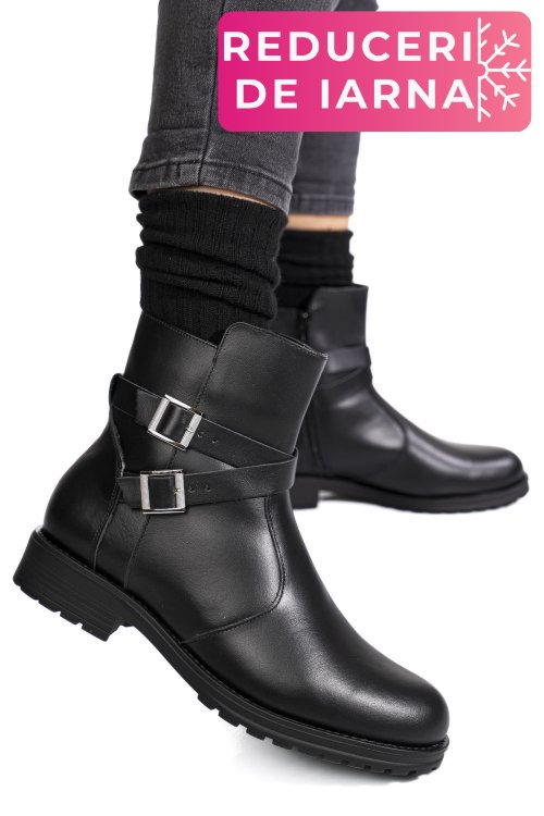 Ghete negre piele naturala 1s7755-a
