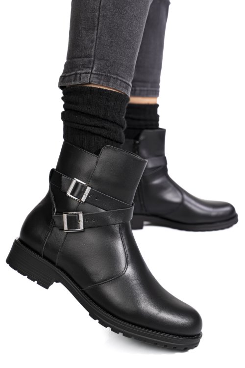 Ghete negre piele naturala 1s7755-a