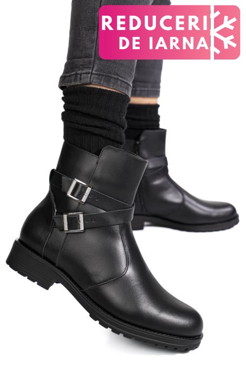 Ghete negre piele naturala 1s7755-a