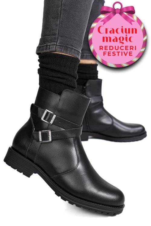 Ghete negre piele naturala 1s7755-a