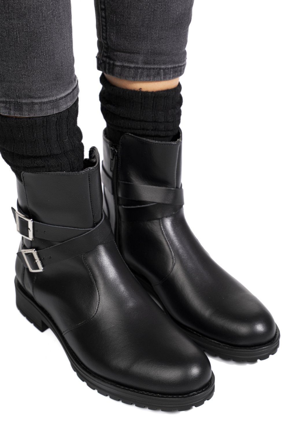 GHETE NEGRE PIELE NATURALA 1S7755-A