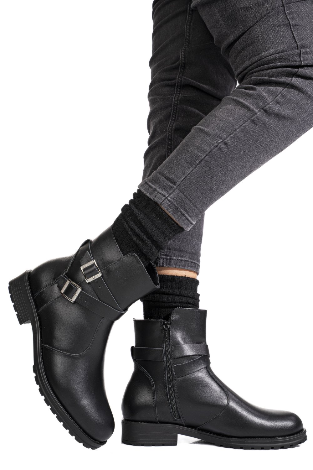 GHETE NEGRE PIELE NATURALA 1S7755-A