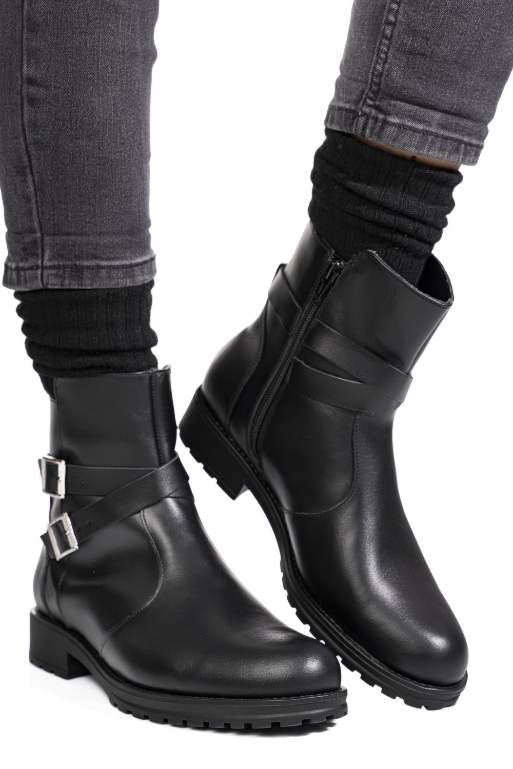 GHETE NEGRE PIELE NATURALA 1S7755-A