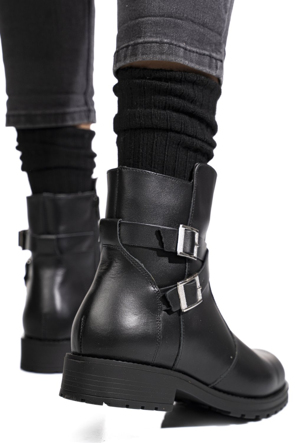 GHETE NEGRE PIELE NATURALA 1S7755-A