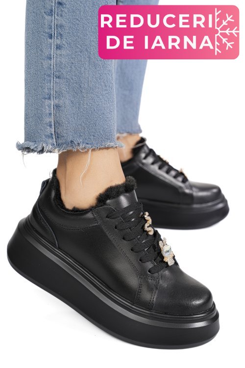 Pantofi sport negri piele naturala tsp7011