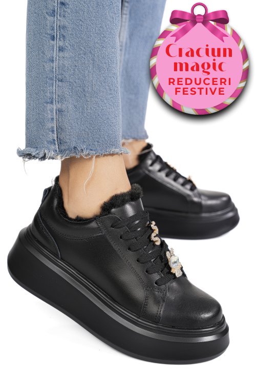 Pantofi sport negri piele naturala tsp7011