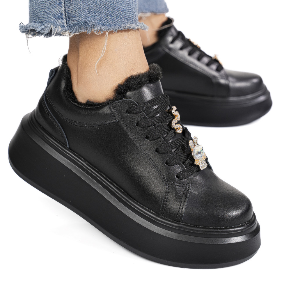 PANTOFI SPORT NEGRI PIELE NATURALA TSP7011