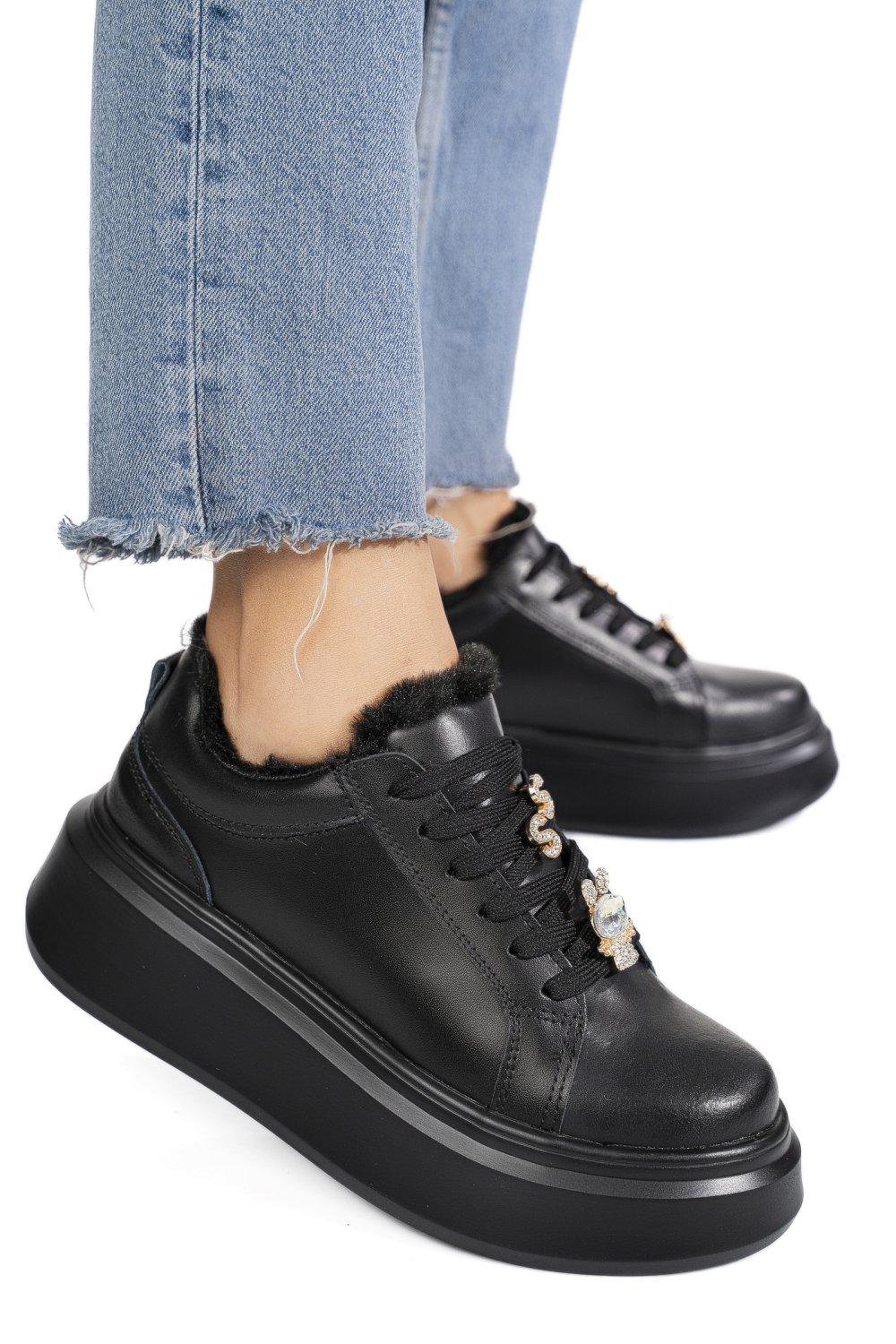 PANTOFI SPORT NEGRI PIELE NATURALA TSP7011