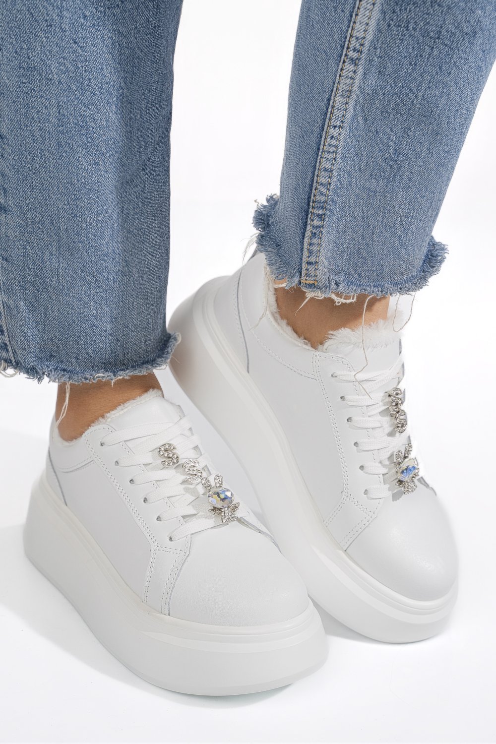 PANTOFI SPORT ALBI PIELE NATURALA TSP7011