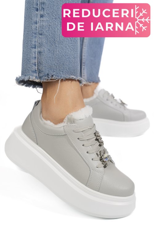 Pantofi sport gri piele naturala tsp7011