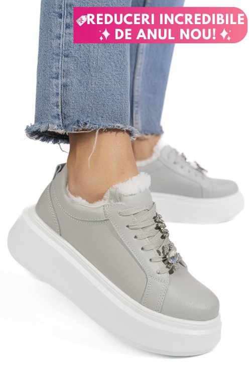 Pantofi sport gri piele naturala tsp7011