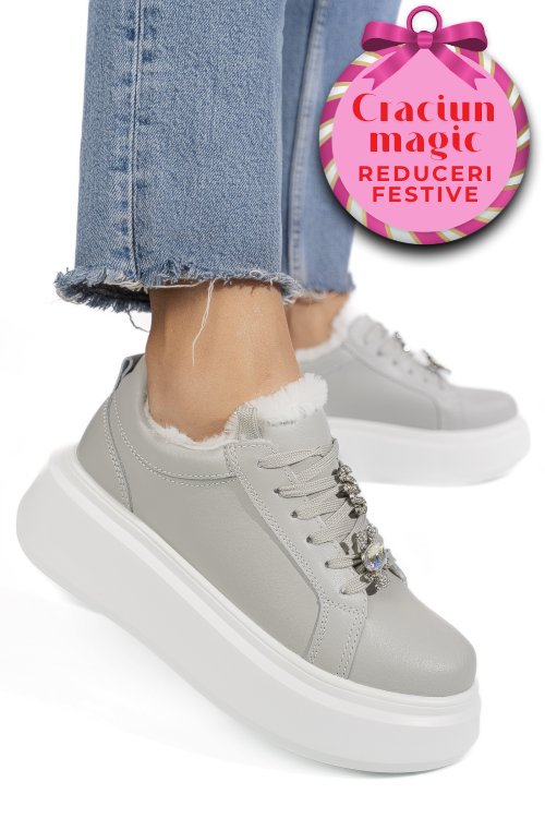 Pantofi sport gri piele naturala tsp7011