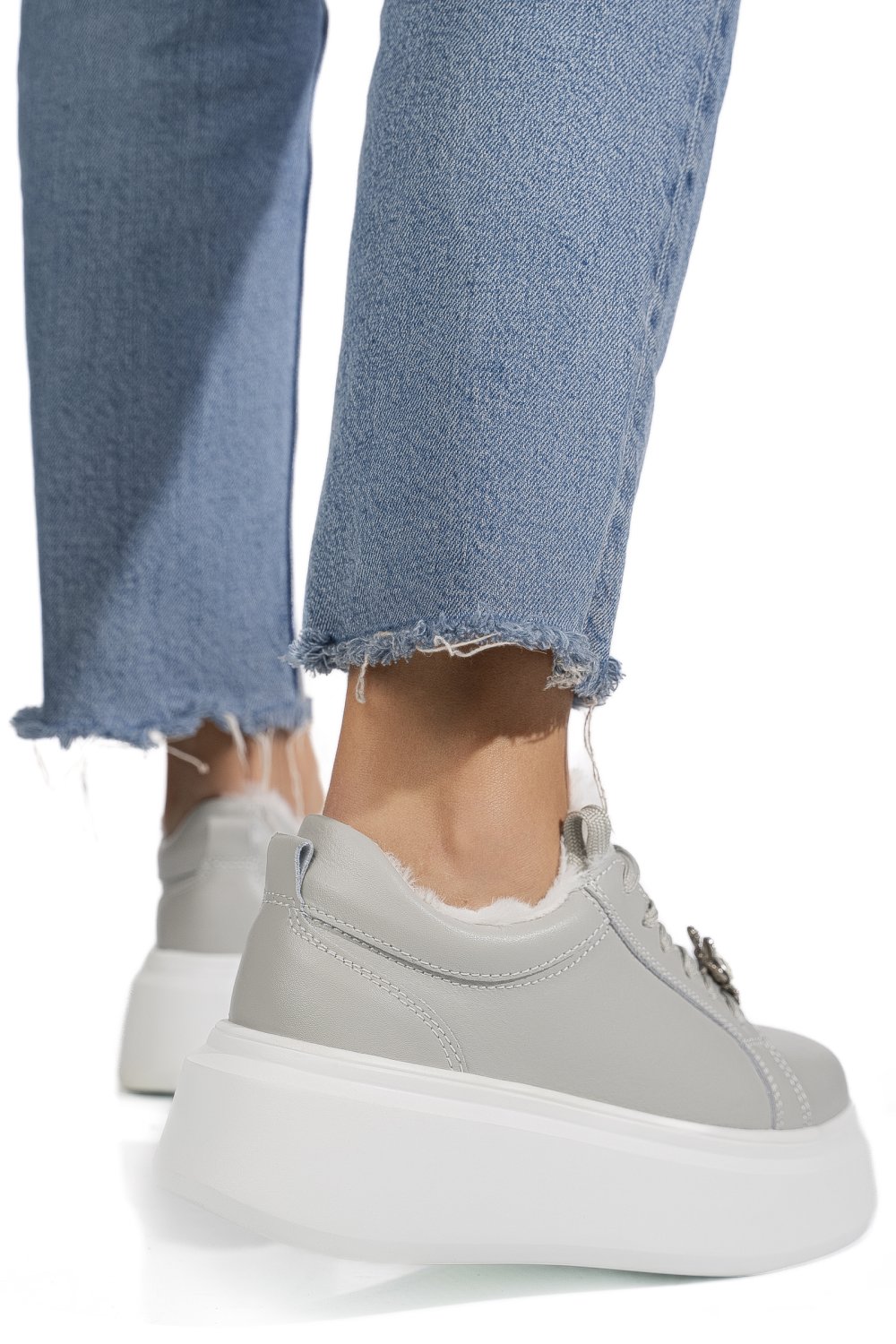 PANTOFI SPORT GRI PIELE NATURALA TSP7011