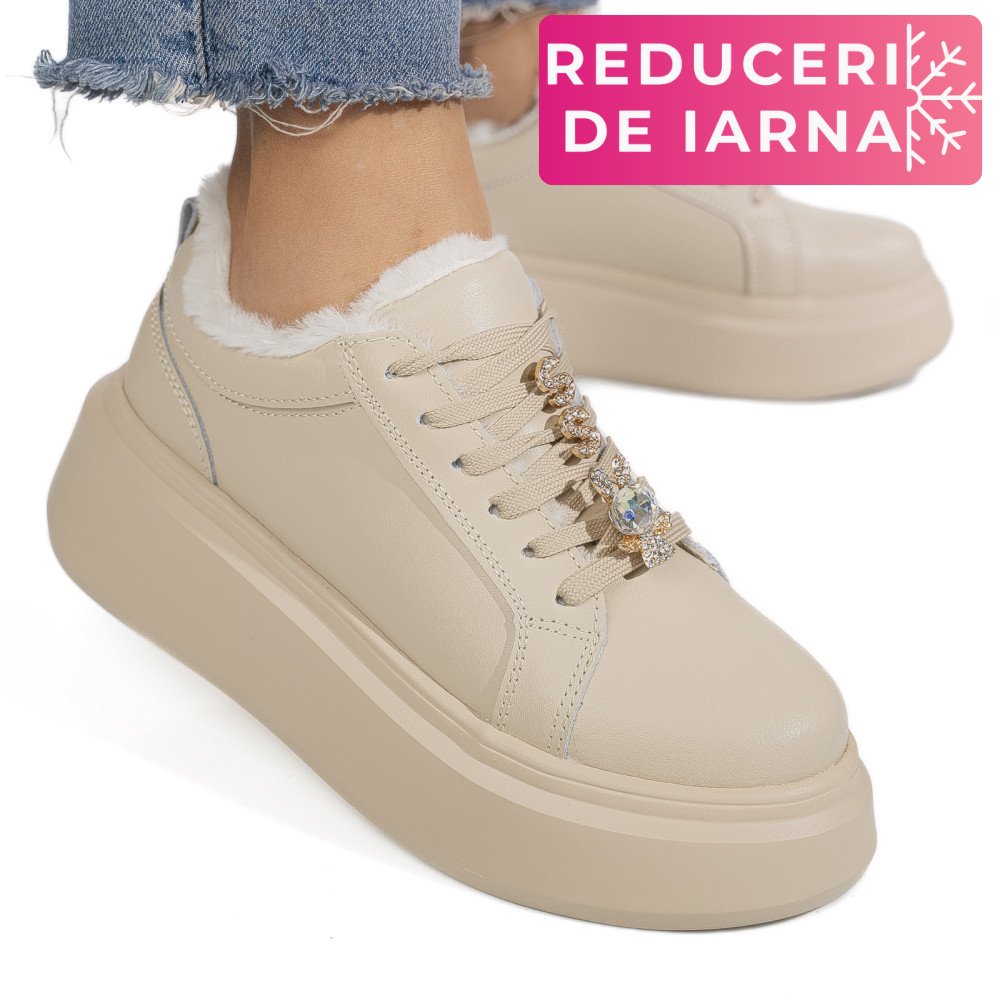 PANTOFI SPORT BEJ PIELE NATURALA TSP7011