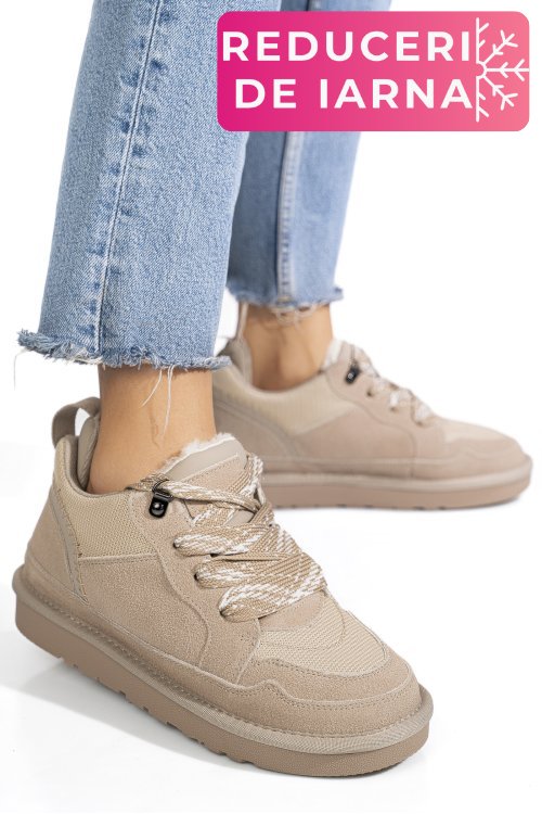 Pantofi sport bej piele naturala intoarsa 1s77204