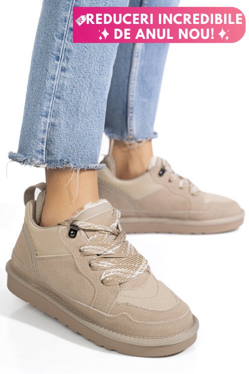 Pantofi sport bej piele naturala intoarsa 1s77204