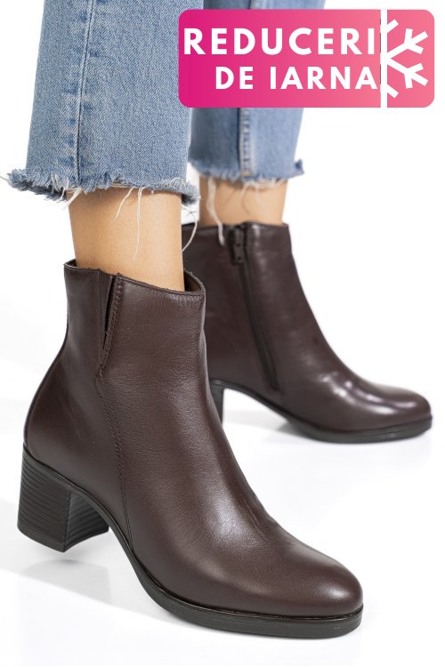 Botine maro inchis piele naturala ws77h70h10