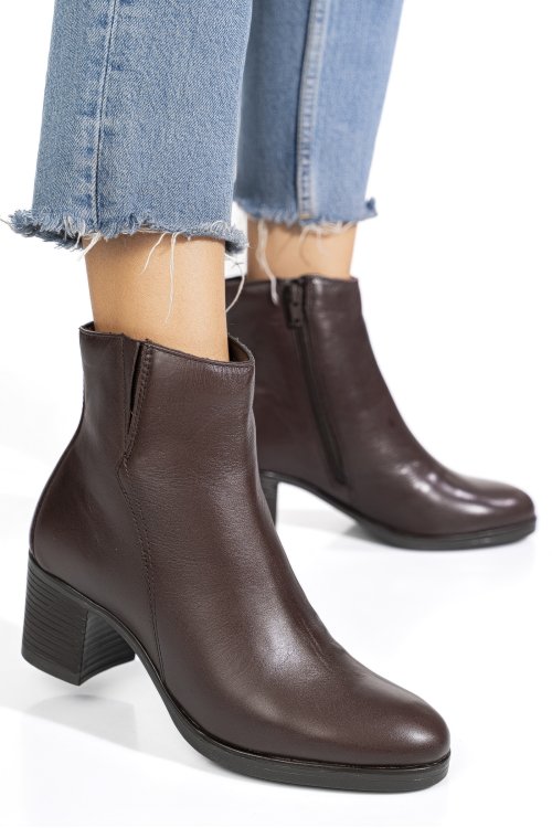 Botine maro inchis piele naturala ws77h70h10