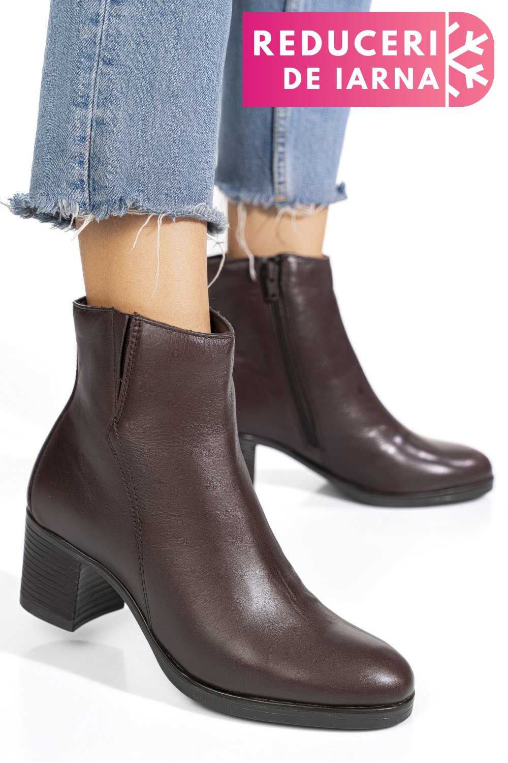 BOTINE MARO INCHIS PIELE NATURALA WS77H70H10