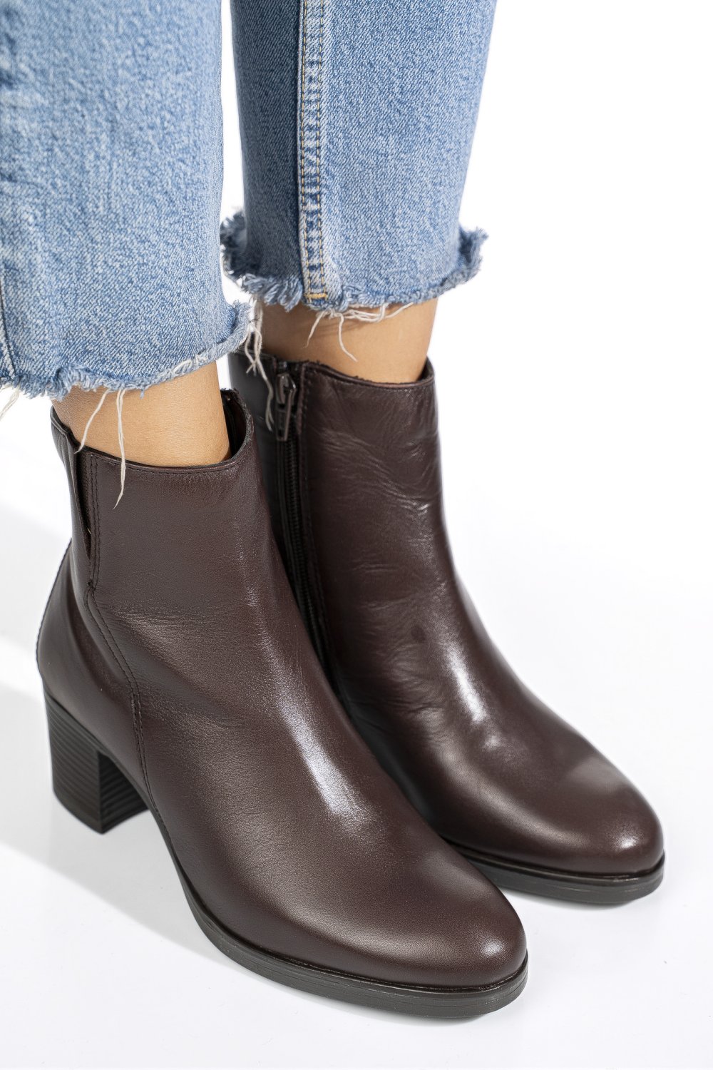 BOTINE MARO INCHIS PIELE NATURALA WS77H70H10