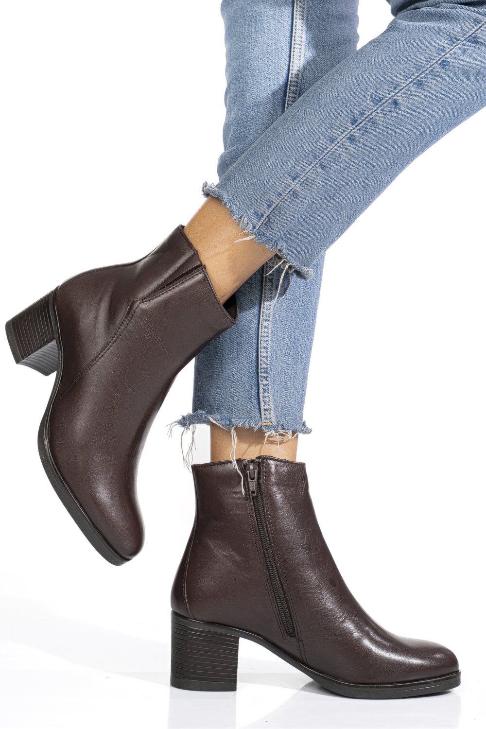 BOTINE MARO INCHIS PIELE NATURALA WS77H70H10