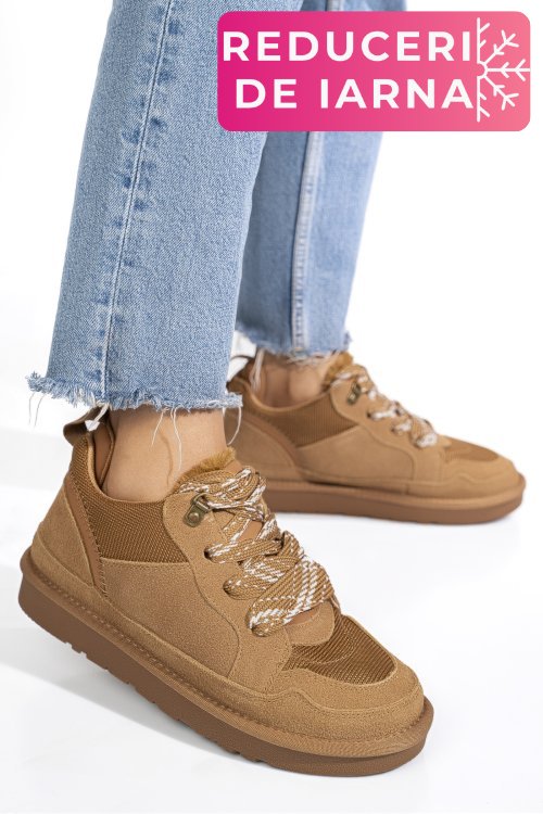 Pantofi sport camel piele naturala intoarsa 1s77204