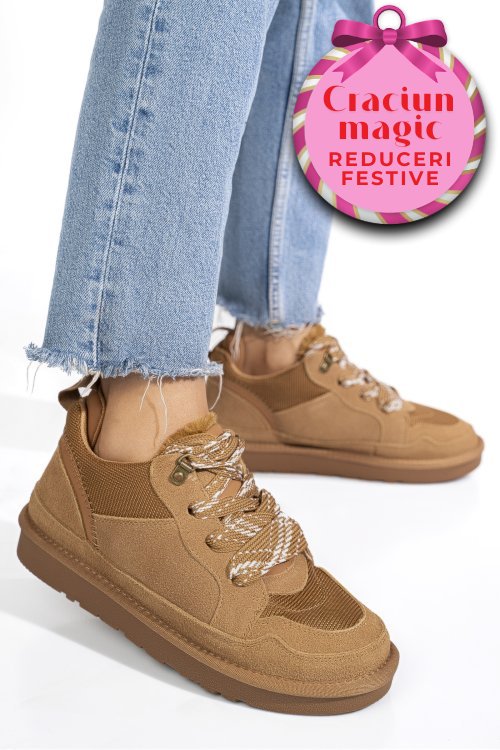 Pantofi sport camel piele naturala intoarsa 1s77204