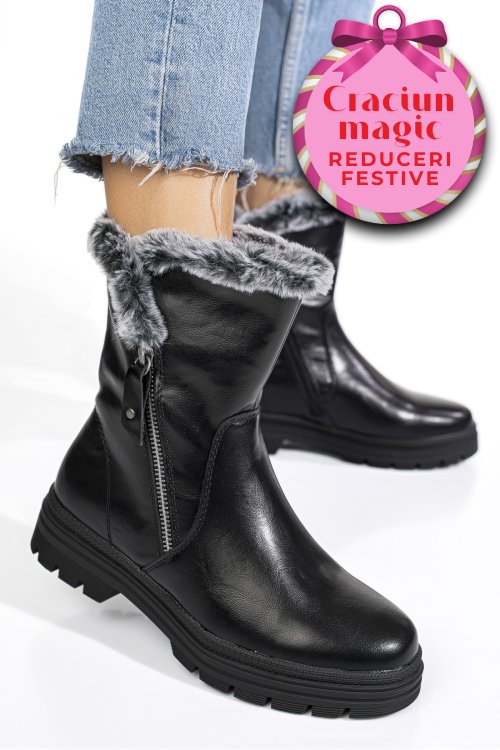 Ghete negre piele naturala aspm2793