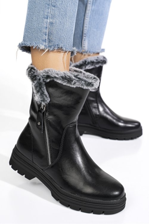 Ghete negre piele naturala aspm2793