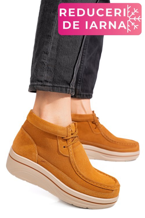 Ghete camel piele naturala intoarsa 0sp585