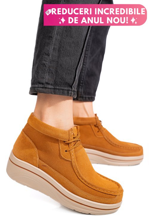 Ghete camel piele naturala intoarsa 0sp585