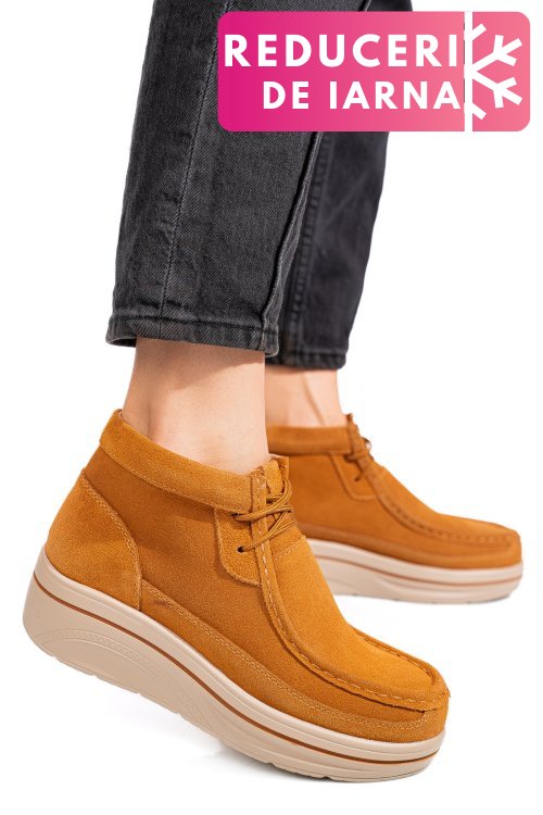 Ghete camel piele naturala intoarsa 0sp585