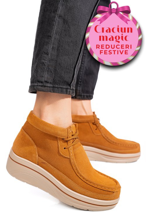 Ghete camel piele naturala intoarsa 0sp585