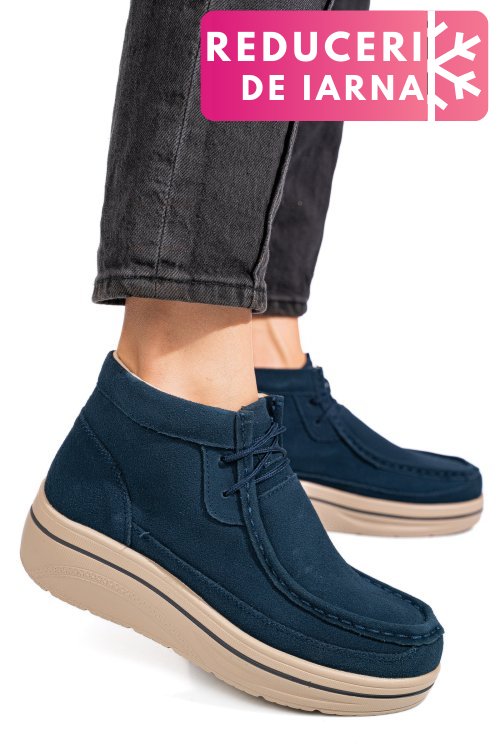 Ghete bleumarin piele naturala intoarsa 0sp585