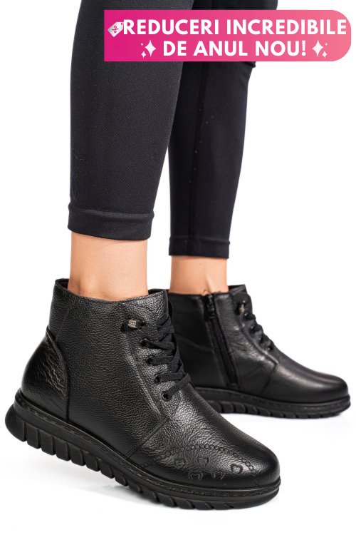 Ghete negre piele naturala 8sp268