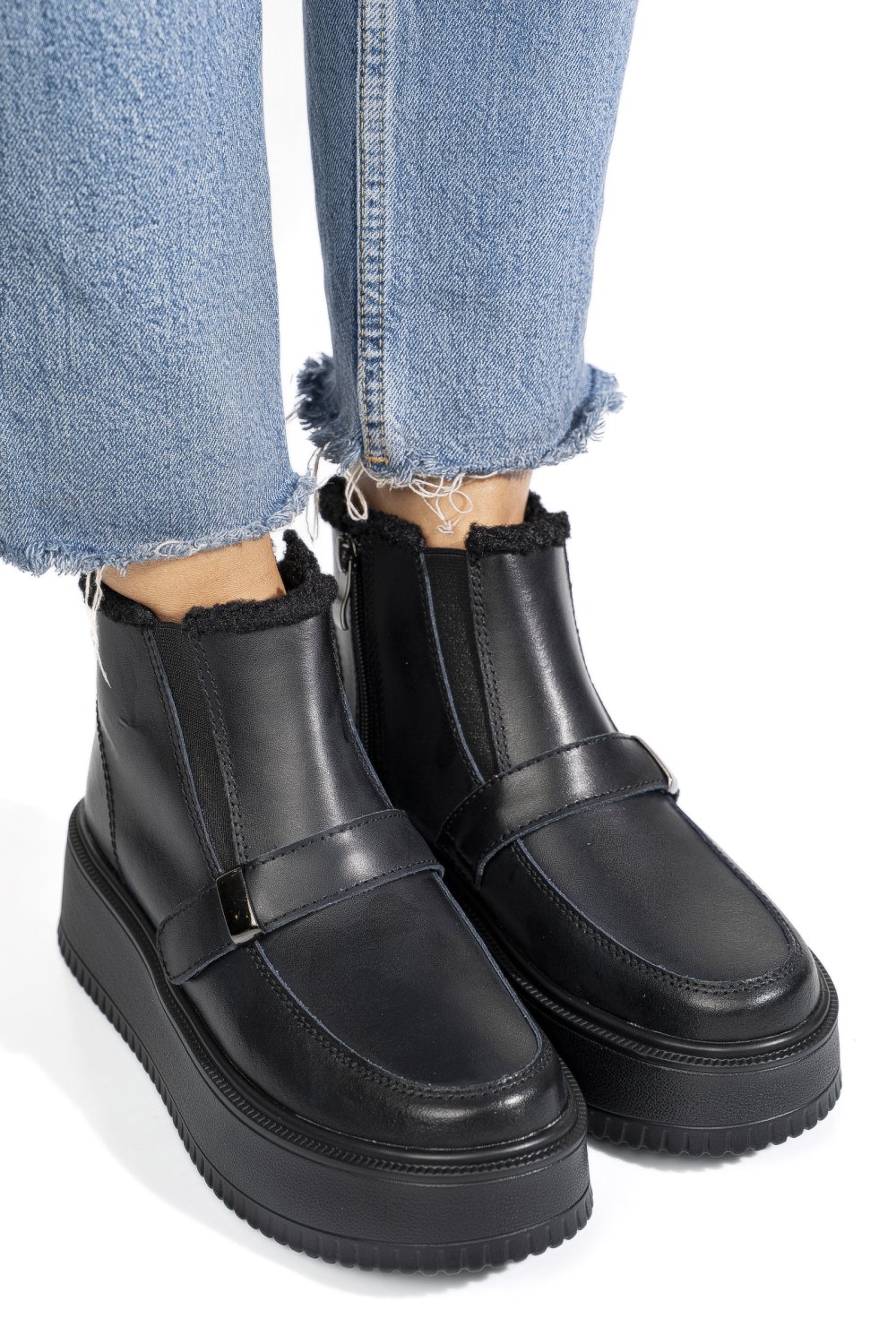 GHETE NEGRE PIELE NATURALA TSP6078