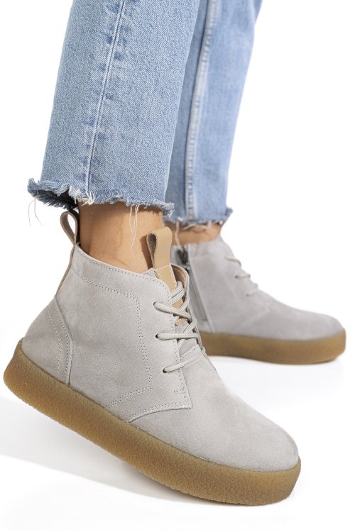 Ghete gri piele naturala intoarsa jspy6651